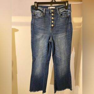 SO Women's Cropped Flare Jeans in Deep Blue